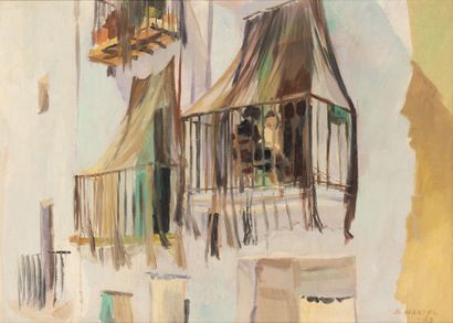 Jean-Gaston MANTEL (1914-1995) 
The balcony,...