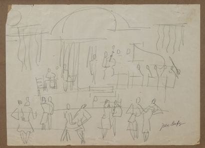 Jean DUFY (1888-1964)
Ball scene.
Graphite...