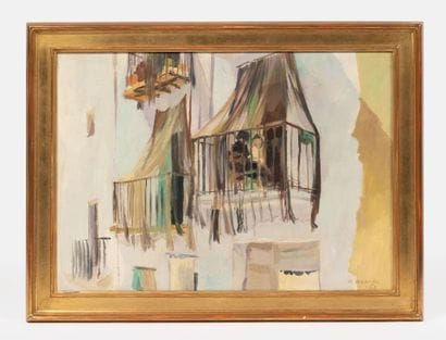 Jean-Gaston MANTEL (1914-1995) 
The balcony,...