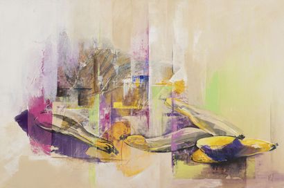 École contemporaine
Untitled.
Oil on cardboard.
Monogrammed...