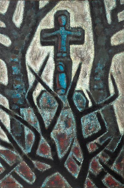 COULIOU (1916-1995)
Breton Calvary.
Oil on...