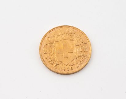 SUISSE
Pièce de 20 Francs en or, 1935.
Poids...