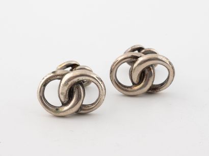 Paire de boutons de manchette en argent (800)...