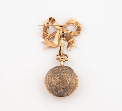 Yellow and pink gold (750) collar watch and...