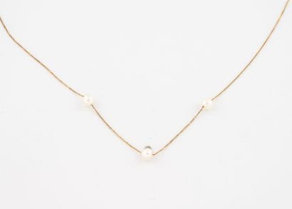Fine neck chain in yellow gold (375) punctuated...