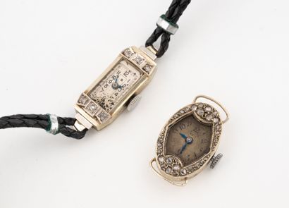 Set of two white gold (750) and platinum...