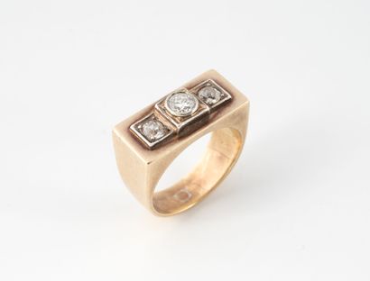 Gold (585) and silver (min.800) Tank ring...