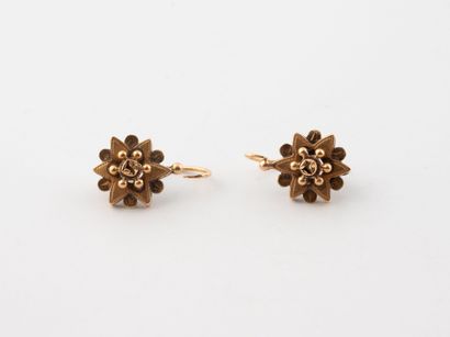 Pair of small yellow gold (750) dormeuses...