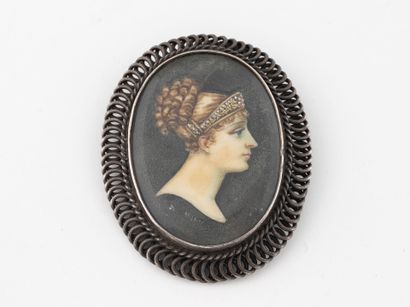 Silver (800) brooch with openwork circles,...