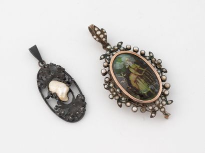 Pendentif porte photo ovale en argent (800)...