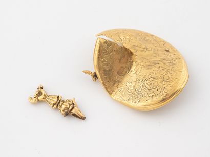 Débris de boîte de montre d'or jaune (750).
Poids...
