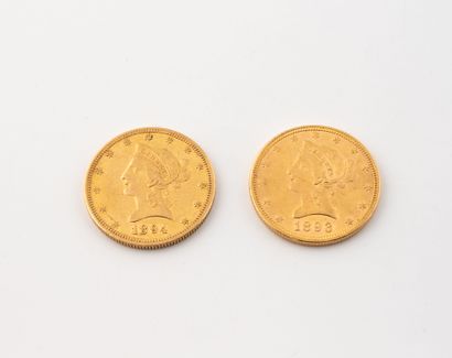 ETATS UNIS
Lot de 2 pièces de 10 Dollars...