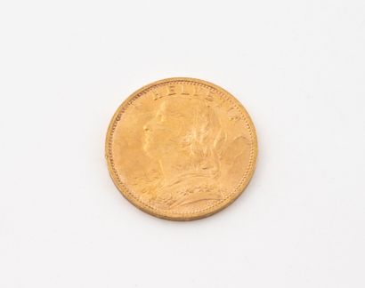 SUISSE
Pièce de 20 Francs en or, 1935.
Poids...