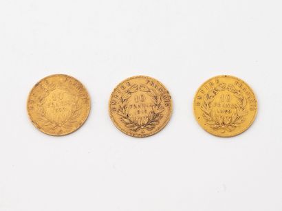 FRANCE,
Trois pièce de 10 francs or, Napoléon...