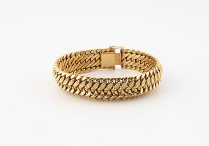 Yellow gold (750) bracelet with supple American...