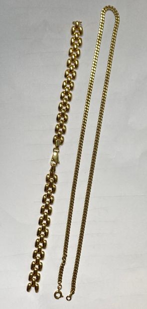 Neck chain in yellow gold (750) with curb...