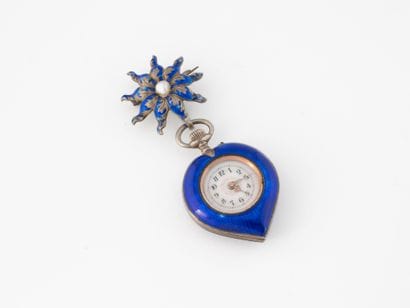 Silver (800) brooch and small collar watch,...