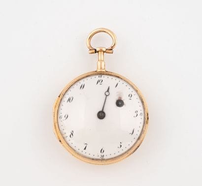 Yellow gold (750) cocked gousset watch.
White...