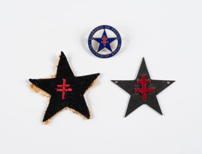 Three Commandos de France badges with 2 stars...