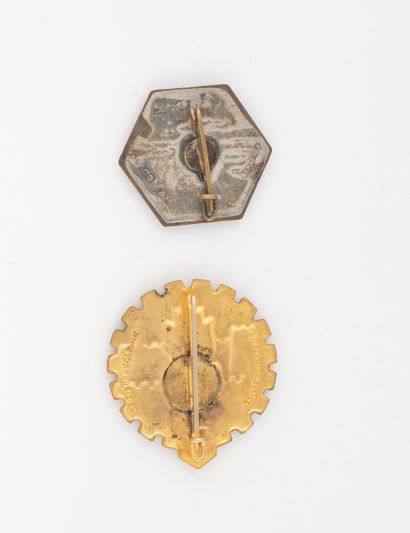 Two badges: Compagnie auto du 1e R.E.I. (D....