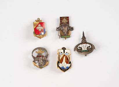 Five Laotian Chasseurs badges: 4th, 5th,...