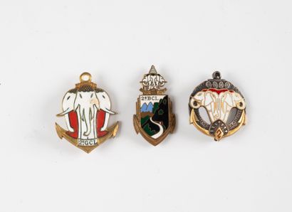 Three badges of the 2nd Chasseurs Laotiens,...