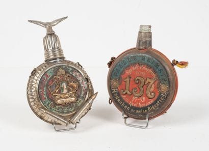 ALLEMAGNE
Two decorated glass reservist bottles,...