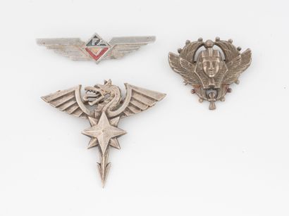 Trois insignes : Brevet du Corps franc de...
