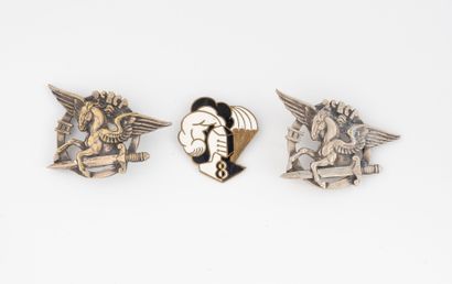 Trois insignes : 2 du III/ 2e R.C.P. (D.ber)...