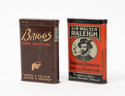 Lot de deux boîtes à tabac :
- Briggs, Pipe...