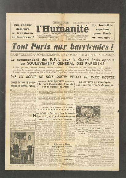 Lot de six journaux dont deux sur la libération...