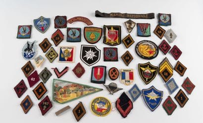 A large lot of fabric badges, including arm...