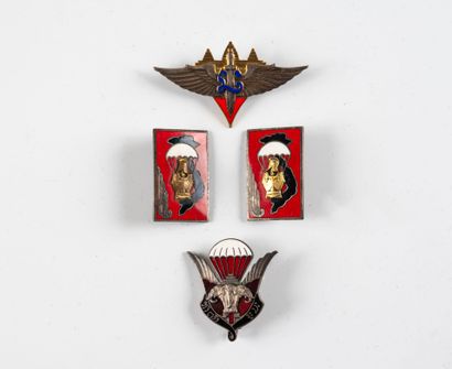 Quatre insignes : 3e Cie du Génie Parachutiste...