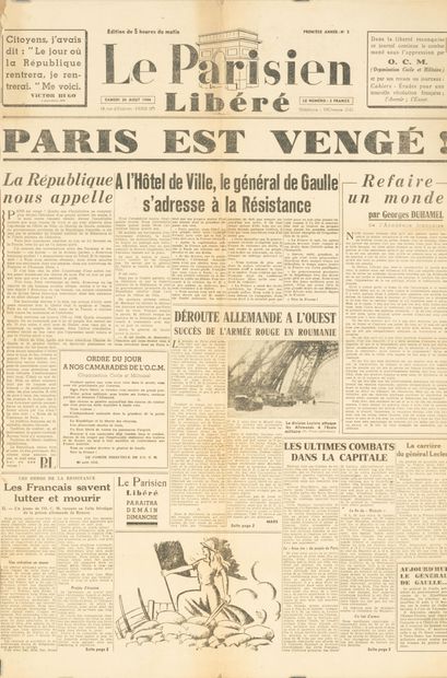 Lot de six journaux dont deux sur la libération...