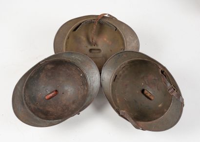 FRANCE
Three Adrian model 1915 helmet shells....