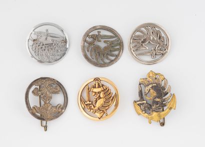 Six insignes de béret : 4 Para métro (Bichet,...