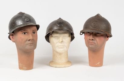 FRANCE
Three Adrian model 1915 helmet shells....