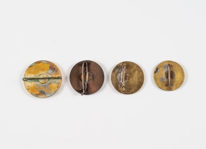 Four Bataillon de choc badges. Enameled metal...
