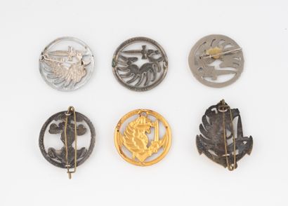 Six insignes de béret : 4 Para métro (Bichet,...