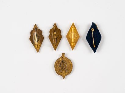 Five badges of the 18th R.C.P. 2 pins damaged,...