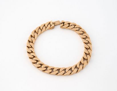 Flat gourmette link bracelet in yellow gold...