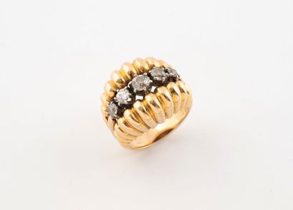 Yellow gold (750) dome ring set with five...