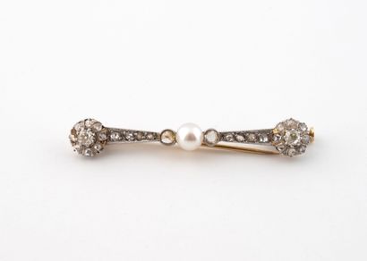 Barrette brooch in yellow gold (750) and...