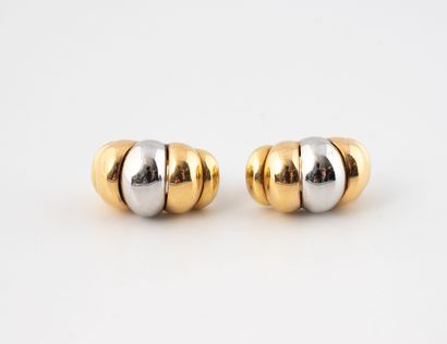 Paire de boucles d'oreille en or trois tons...