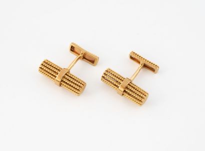 Pair of yellow gold (750) cufflinks with...