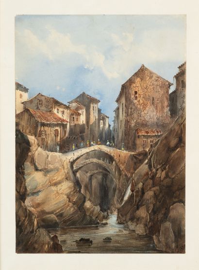 Écoles du XIXème siècle
Deux aquarelles sur...