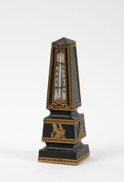 Empire-style bronze and sheet metal barometer...