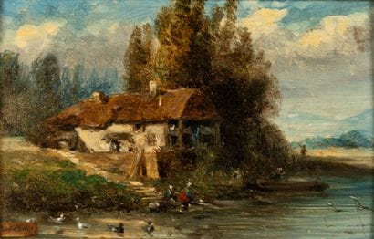 Attribuée à Louis LEROY (1812-1885)
Lavandières...