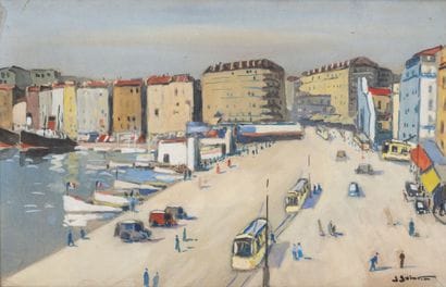 Jean GUINDON (1883-1976)
Port de Marseille.
Gouache...