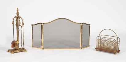 Fireplace set including two three-leaf fire...